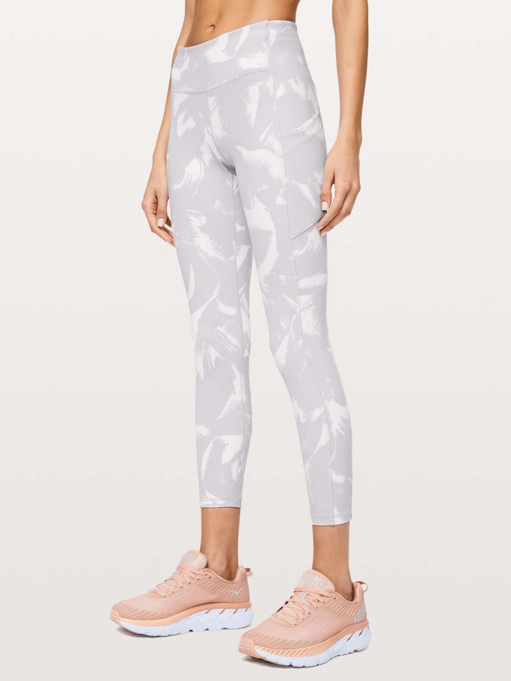 Lululemon Speed Up Flower Pop White Silver Lilac Abstract Print Workout Leggings